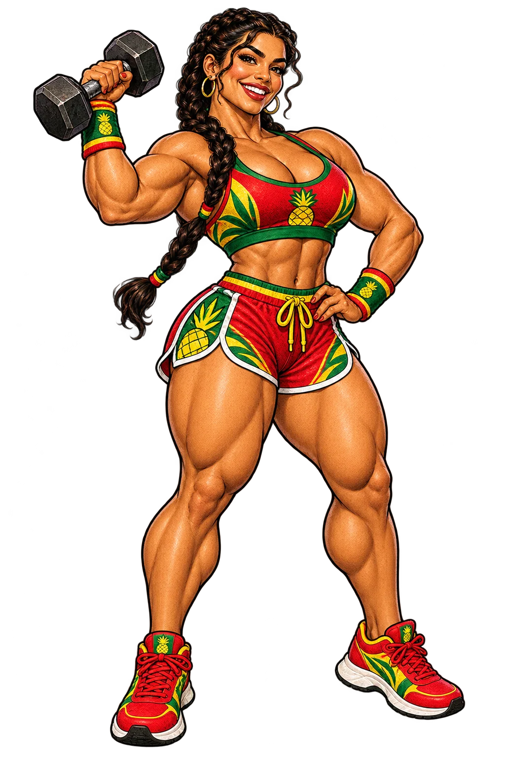 La Piña Whey, the Mexican woman in the illustrated Órale Whey flavor familia